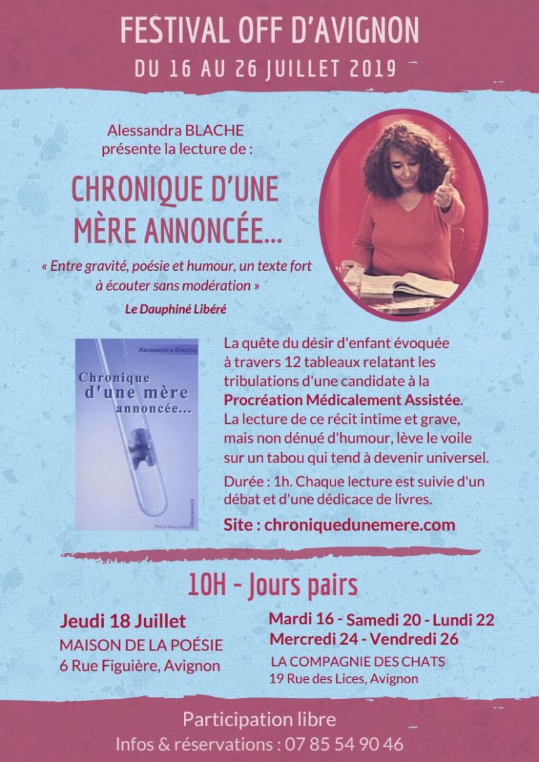 Lecture Chronique Dune Mère Annoncée Alessandra Blache Off 2019 Festival Avignon 